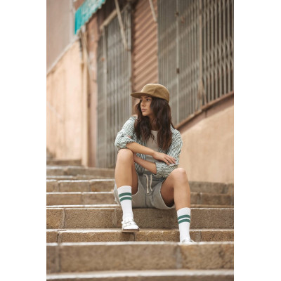 Outdoor camper cap in recycled fleece